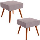 Ver imagem 1 de Kit 2 Puffs Banqueta Decorativa com Pés Palito Lívia Suede Rosê