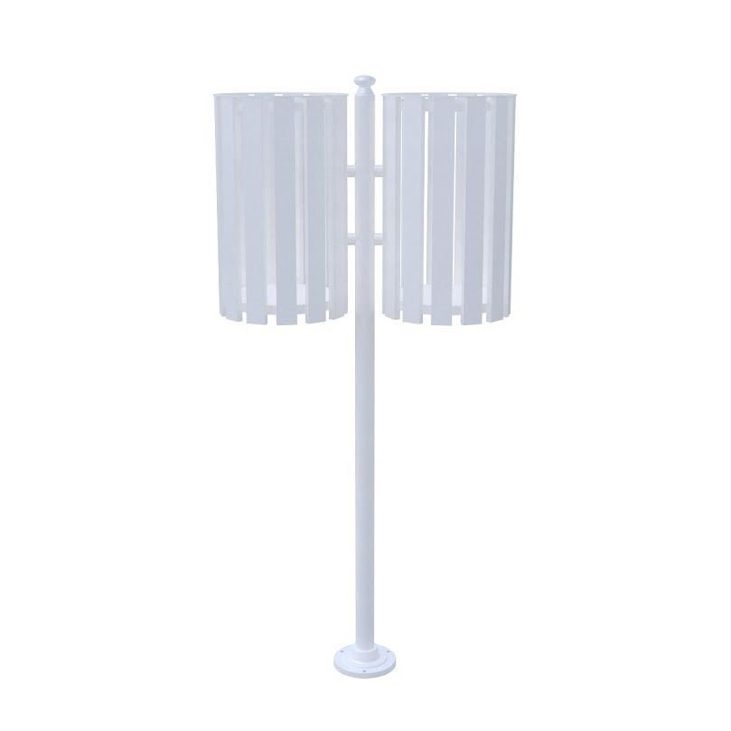 Lixeira de Rua Pátios Parques Dupla Tubular Branca 151cm