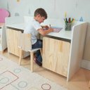 Ver imagem 3 de Escrivaninha Infantil Bancada Organizadora g - Urso Kit Livro Educativo em Madeira - Pinus