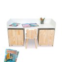 Ver imagem 2 de Escrivaninha Infantil Bancada Organizadora g - Urso Kit Livro Educativo em Madeira - Pinus