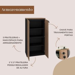 Armário para Escritório 2 Portas Ii Y37 | Artany:nogal/preto - 7