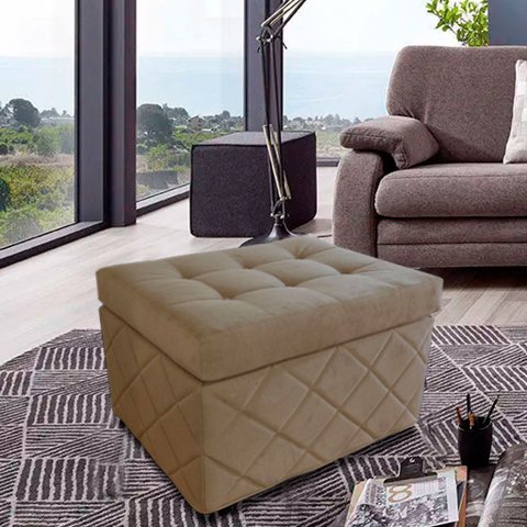 Puf Cama Pc01_mm 05 que Se Transforma em Sofá Cama Resistente e Confortável em Sued