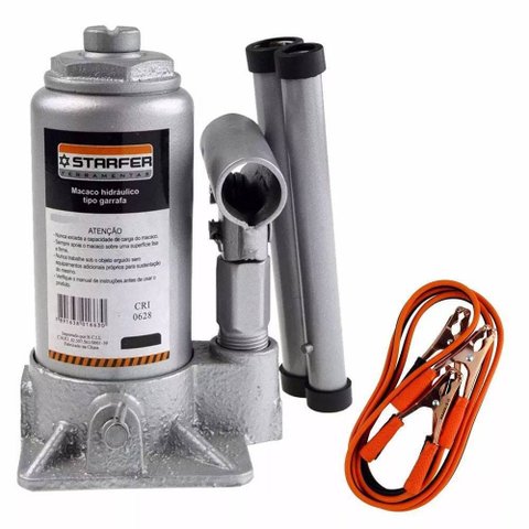Kit Macaco Hidráulico Garrafa 2T + Cabo Bateria 100A Starfer