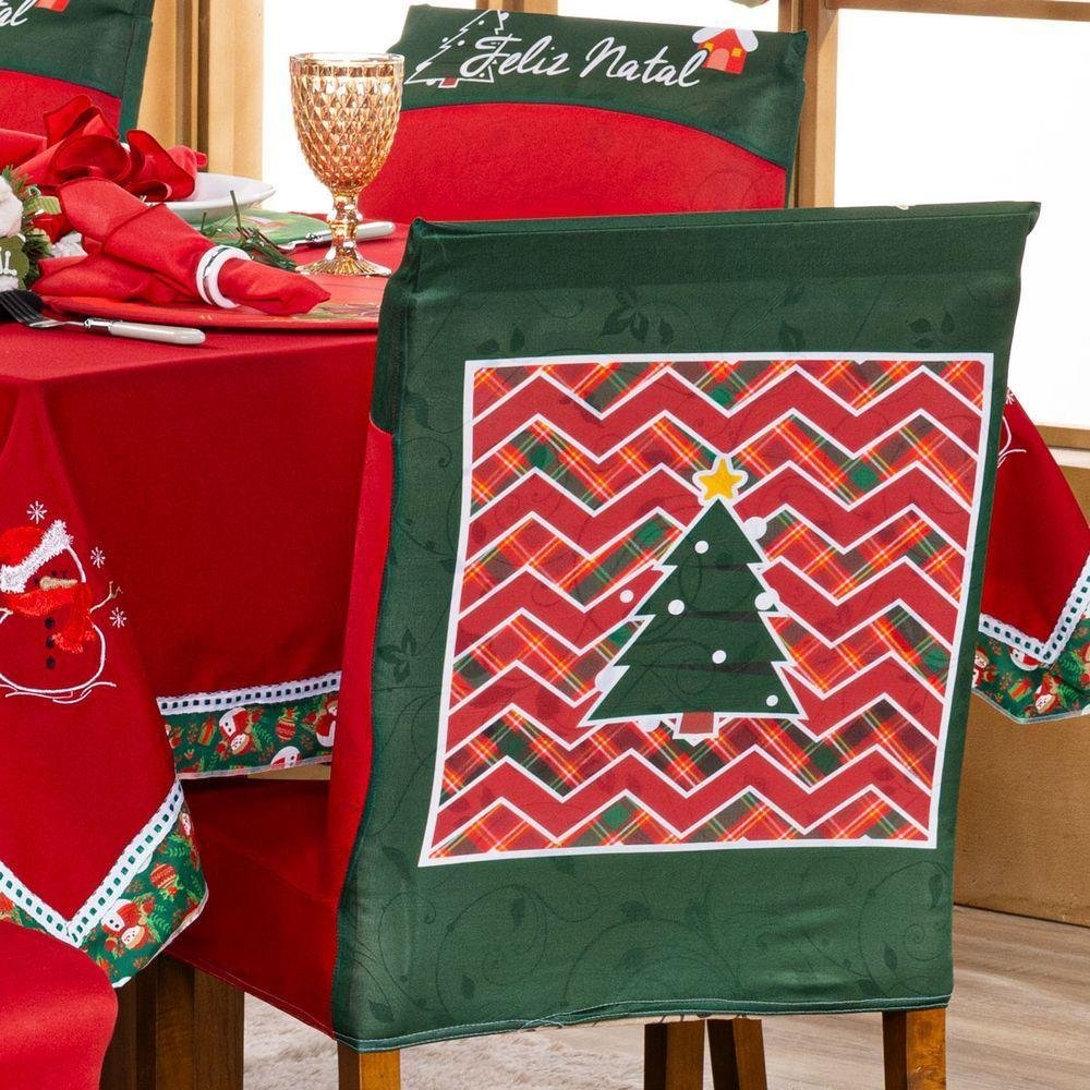 Kit Capas de Cadeira Jantar Estampadas Natalina Ajustável C/ Elástico 04 Pçs - Árvore de Natal - 6