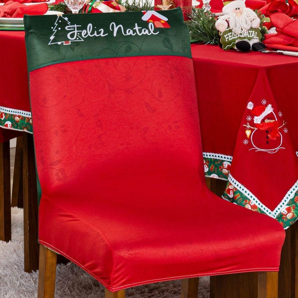 Kit Capas de Cadeira Jantar Estampadas Natalina Ajustável C/ Elástico 04 Pçs - Árvore de Natal - 3