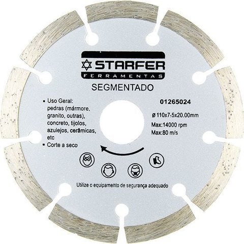 Disco Diamantado Segmentado Seco Starfer Embalagem Com 10