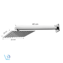 Ver imagem 2 de Ducha Chuveiro Fria Quadrada Cromada 20x20 Braco 40 Cm