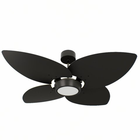 Ventilador de Teto Natuvent Dahlia Led 4 Pás Madeira Preto 6500k Branco Frio, Luz Branca 127v