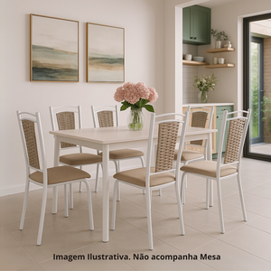 Kit 6 Cadeiras Paris Branca Cozinha Aço Tubolar Confortável Jantar