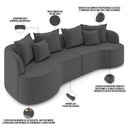 Ver imagem 4 de Sofá 4 Lugares Orgânico Sala de Estar Living 290cm Ekos K01 Veludo Cinza - Lyam Decor