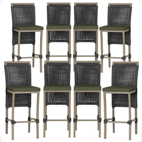 8 Banqueta em Alumínio Roma Fendi Corda Náutica Tecido 13