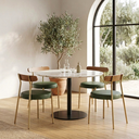 Ver imagem 1 de Cadeira de Jantar Kit 4 Lizzie Base Tubular Dourado Encosto Castanho PU D03 - D'Rossi