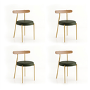 Ver imagem 3 de Cadeira de Jantar Kit 4 Lizzie Base Tubular Dourado Encosto Castanho PU D03 - D'Rossi