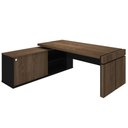 Ver imagem 1 de Mesa Diretor em L com Tomada Tamburato A06 Marrom/Preto - Mpozenato Executiva