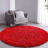 Tapete Sala Felpudo Peludo Redondo 60 Cm Vermelho - 1