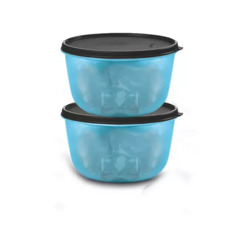 Tupperware Tigela Visual 1,5 Litro Azul e Preto Hermetica 2 Peças