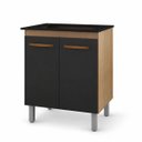 Ver imagem 2 de Balcão para Fogão Cooktop MDP 4 e 5 Bocas Cozinha 2 Portas Cor:Preto