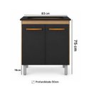 Ver imagem 3 de Balcão para Fogão Cooktop MDP 4 e 5 Bocas Cozinha 2 Portas Cor:Preto