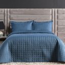 Ver imagem 3 de Kit Colcha Casal Padrão 7 Peças 300 Fios Cobre Leito Porta Travesseiro Fronha Azul Butterfly