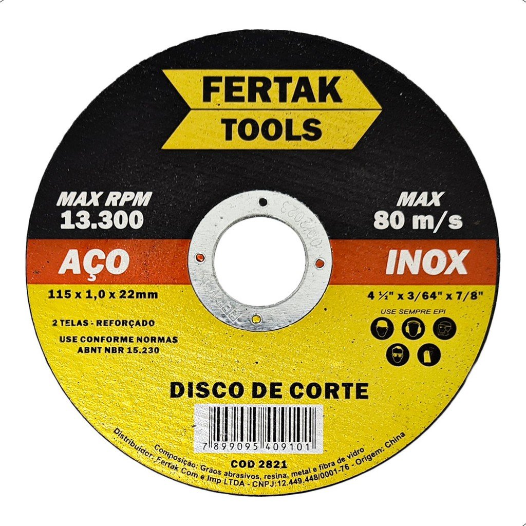 Disco de Corte Metal 115mm - 10 Discos - 4