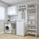 Ver imagem 2 de Lavanderia Modulada 1 Armário Multiuso e Armário Aéreo Belém - Kaiki Móveis Branco