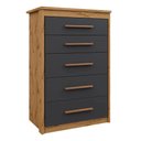 Ver imagem 2 de Cômoda Compacta 5 Gavetas Ipê Nobre Grafite Zaus Shop Jm