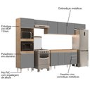 Ver imagem 3 de Armário de Cozinha Modulada 5 Peças CP13 Balcão sem Tampo Castanho/Cinza - Lumil Lumil Móveis