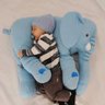 Almofada para Bebê Dormir 60cm Elefante de Pelúcia Gigante Brinquedo Buba Azul - 2