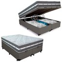 Ver imagem 1 de Cama Box Baú Casal Bipartido Sintético + Colchão Anjos Black Graphite Molas Ensacadas 138x188x64cm C