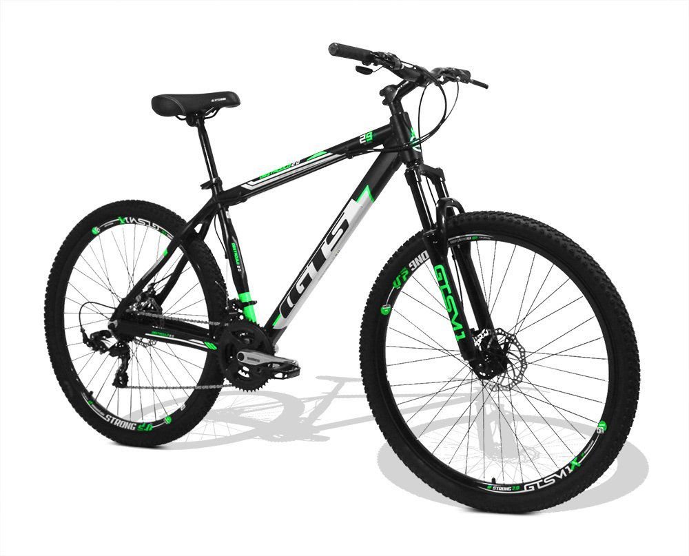 Bicicleta GTS Aro 29 Freio a Disco Câmbio Shimano 24 Marchas e Amortecedor + Bolsa de Selim + - Verd - 3