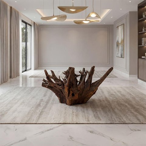 Base Raiz Natural para Mesa de Jantar em Madeira de Eucalipto Verniz Fosco Tamanho m Cor:Natural