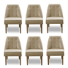 Kit 06 Cadeiras de Jantar Reforçada Luna para Sala Cozinha Suede Bege - 1