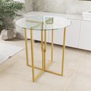 Ver imagem 2 de Mesa Redonda Dourada 80cm Tampo Vidro Industrial