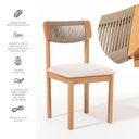 Ver imagem 5 de Kit 2 Cadeiras com Encosto Corda Assento Estofado Florença Bege/Rami/Cru/Verniz Mel