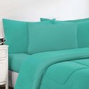 Ver imagem 3 de Kit Edredom + Jogo de Lençol Malha 100% Algodão Gran Moratta 6 Peças King - Verde Jade-verde Jade