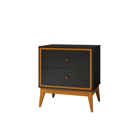 Mesa de Cabeceira Lucca 2 Gavetas Preto Cedro 47821 Edn