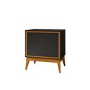 Ver imagem 1 de Mesa de Cabeceira Lucca 2 Gavetas Preto Cedro 47821 Edn