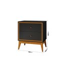 Ver imagem 3 de Mesa de Cabeceira Lucca 2 Gavetas Preto Cedro 47821 Edn