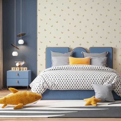 Papel de Parede Simples Borboletas Esboçadas Amarelo Gh Papel de Parede 2,5m