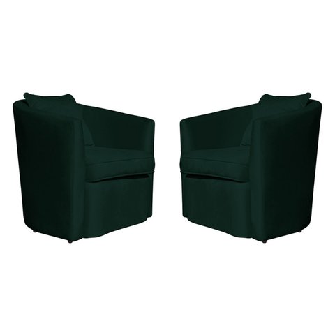 Kit 02 Poltrona Decorativa Recepção Escritório Veludo Alana Cor:verde