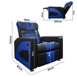 Poltrona Gamer Streamer Sparta com Carregador Usb Corino Preto/azul Sofa Store - 9