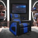 Ver imagem 2 de Poltrona Gamer Streamer Sparta com Carregador Usb Corino Preto/azul Sofa Store
