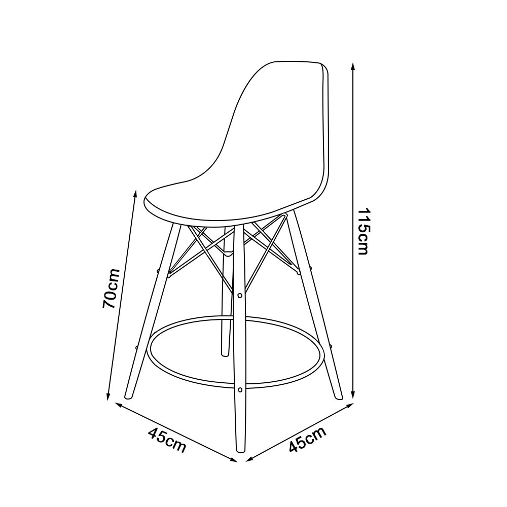 Mesa Bistrô Eames Eiffel Amêndoa com 2 Banquetas Pretas de Madeira - 5