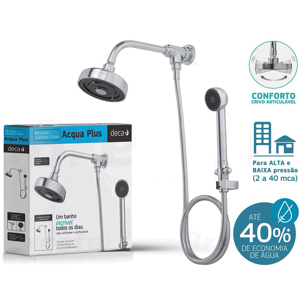 Kit 3 Chuveiros Acqua Plus Cr 1990 C Std Kit - Deca Deca Metais - 2