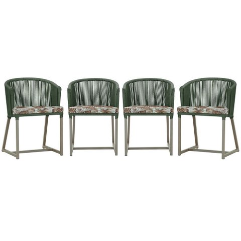 4 Cadeiras de Jantar Área Noronha em Alumínio com Pintura Fendi Corda Náutica E6 Trama Original