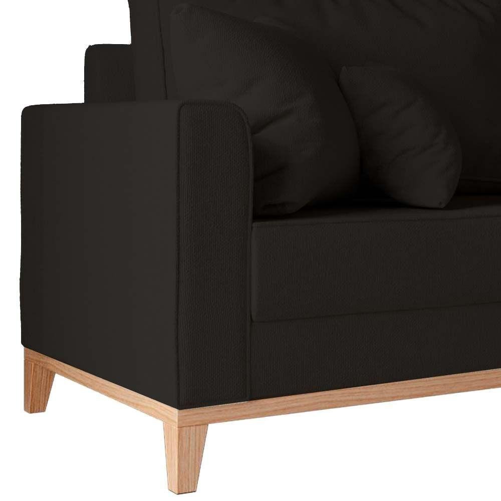 Sofa 2 Lugares Monaco 1,40 M com Almofadas Linho Preto - 4