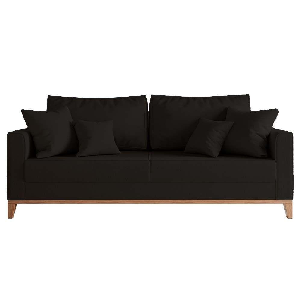 Sofa 2 Lugares Monaco 1,40 M com Almofadas Linho Preto - 3