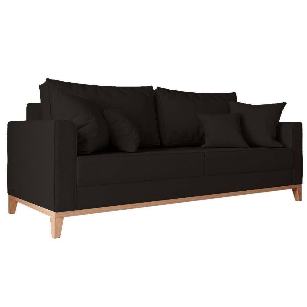 Sofa 2 Lugares Monaco 1,40 M com Almofadas Linho Preto - 2