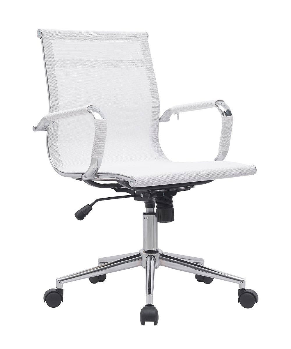 Cadeira Escritório Diretor Eames em Tela - Branca:2 Cadeiras - 2