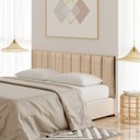 Ver imagem 3 de Cabeceira Estofada Cama Box Casal Queen - 1 Pç Veludo Bege